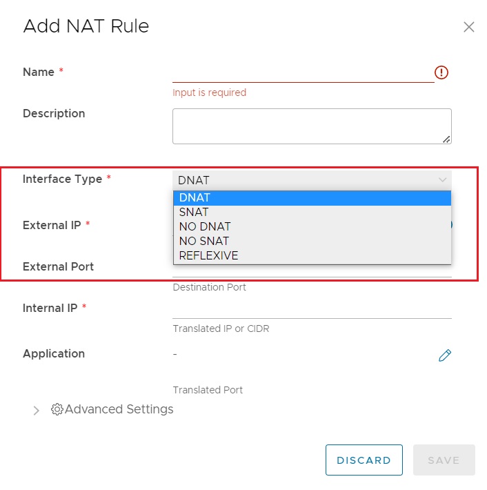 NSX-T NAT Types