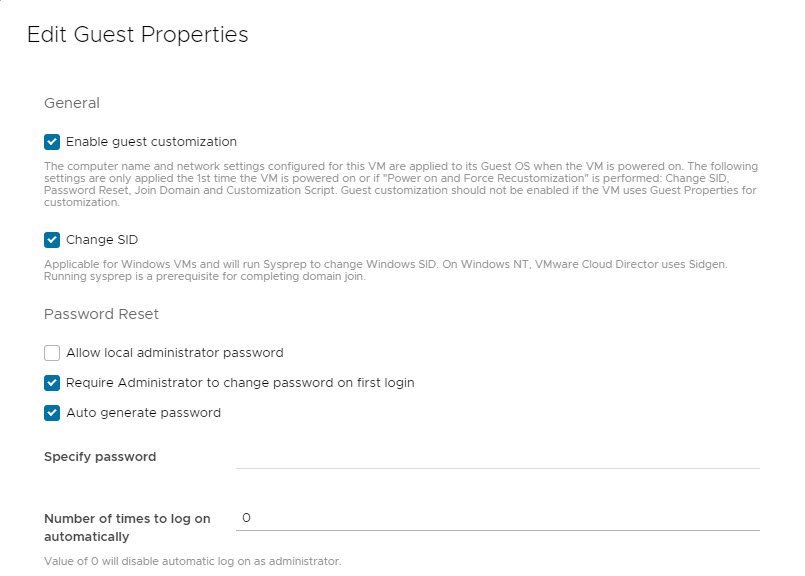 Edit Guest Properties