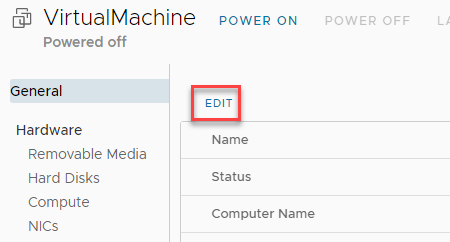 Edit Virtual Machines