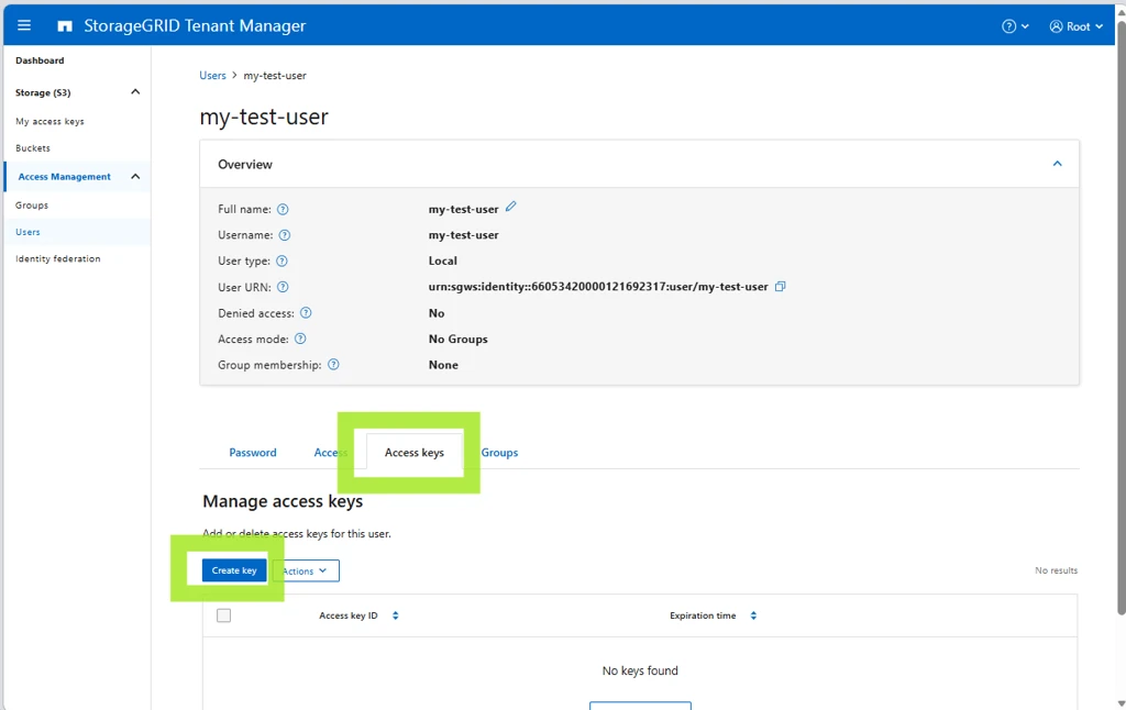 Create access keys