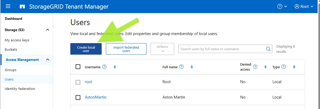 Create a local user